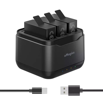 Зарядний пристрій aMagisn для 3-х акумуляторів GoPro HERO13 Black (без АКБ) (AP17)