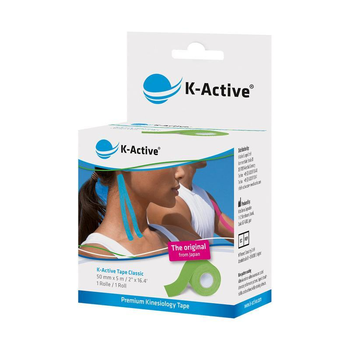 Кінезіо тейп K-Active Сlassic Японія 5 см х 5 м салатовий