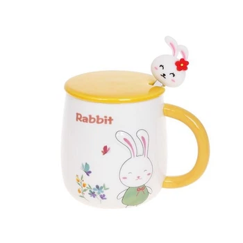 Заварник фарфоровый с крышкой и ложкой "Rabbit" 430 мл желтый 927-223