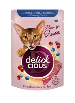 Влажный корм Delickcious для кошек с уткой и лесными ягодами в сливочном соусе 80 г