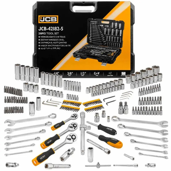 Набор инструмента комбинированный JCB 218 единиц 1/4" 3/8" 1/2" 6-гр. 4-22 мм JCB-42182-5 (СТ-00169497)