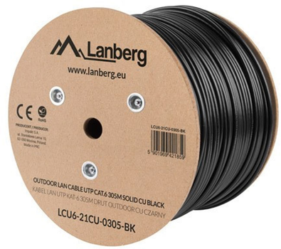 Вита пара Lanberg Cat6 U/UTP (UTP) 305 m Black (LCU6-21CU-0305-BK)