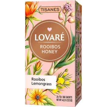 Чай Lovare Tisanes Rooibos Honey бленд ройбушу та трав’яного чаю з квітами 24 пакетики