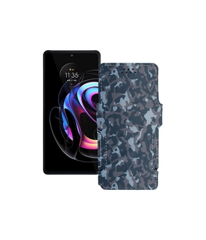 Чохол-книжка з екошкіри для телефону Motorola Edge 20 Pro Хаки-синій