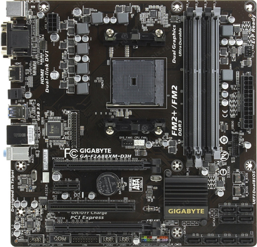 Материнская плата Socket FM2+ / FM2 GIGABYTE GA-F2A88XM-D3H c HDMI / USB 3.0 / SATA3 ( sFM2+ / FM2, 4 СЛОТА *DDR3, AMD A88X ) Б/У