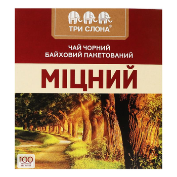 Чай ТРИ СЛОНА МІЦНИЙ 100 пакетиків (4820097811305)