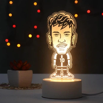 3D LED-ночник Неймар (Neymar) 22 см, футбольный светильник с USB и батарейками, подарок фанату