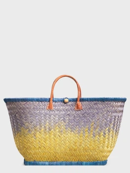 Сумка пляжна жіноча Le Comptoir de la plage Aravola MM_Bicolor_156 натуральна солома плетений кошик One size Синій-жовтий (ZIK0000027883)