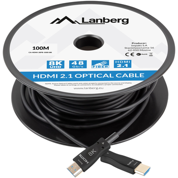 Кабель Lanberg HDMI – HDMI v2.1 100 м Black (CA-HDMI-30FB-1000-BK)