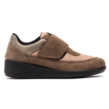 Кроссовки на липучке BioUp taupe (3918_40) серо-коричневая замша