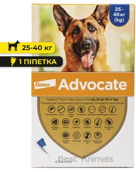 Протипаразитарні краплі Elanco (Bayer) Advocate Адвокат для собак вагою від 25 кг до 40 кг (1 піпетка)