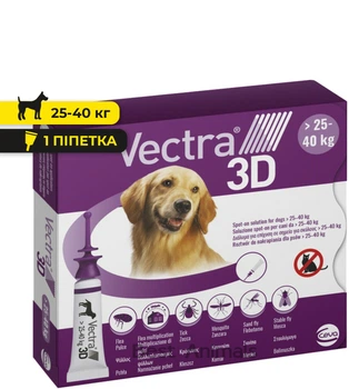 Протипаразитарні краплі Ceva Vectra 3D Сева Вектра 3Д для собак вагою 25-40 кг 1 піпетка (3411112281589)