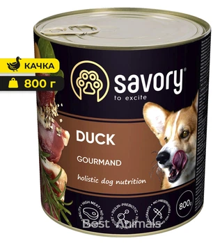 Вологий корм з качкою Savory Сейворі консерва для собак 800 г (4820232630488)