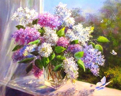 Картини за номерами 40×50 см. Букет бузку Kontur DS0434