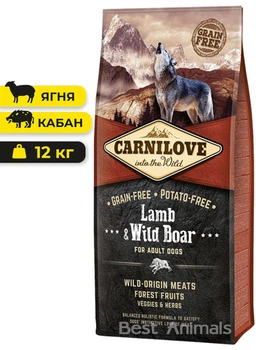 Сухий корм з ягням та кабаном Carnilove Lamb Wild Boar Карнілов для собак всіх порід 12 кг (8595602508921)