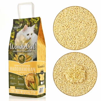 Кукурудзяний наповнювач для котів WonderCat 4,4 кг – екологічний, грудкуючий, безпечний туалетний наповнювач (4826087030136)