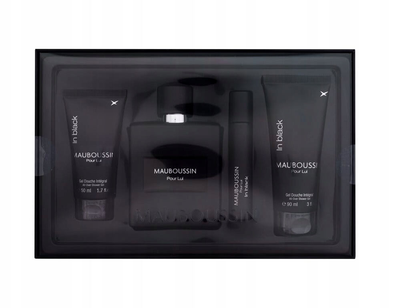 Zestaw męski Mauboussin Pour Lui In Black Woda perfumowana 100 ml + Miniaturka woda perfumowana 20 ml + Żel pod prysznic 90 ml + Żel pod prysznic 50 ml (3760048798334)