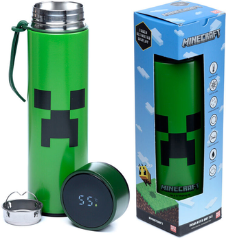 Termos Puckator Minecraft Steel bottle thermometer 450 ml Zielony (5055071778117)