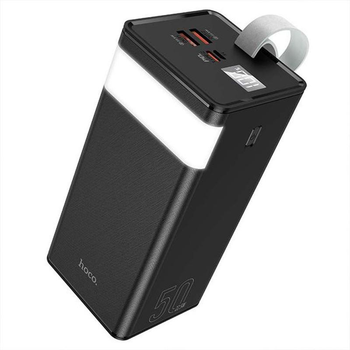УМБ портативний зарядний пристрій HOCO J86A 50000mAh, LED лампа, 18W/2USB+22.5W/Type-C PD20W, Black (58690)