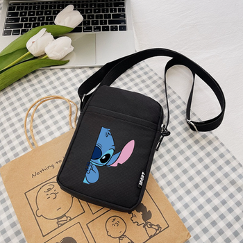 Сумка Стич Stitch повсякденна модна нагрудна дитяча через плече крос боді чорна 20*13*4 см Lilo & Stitch (ІІ) 33734