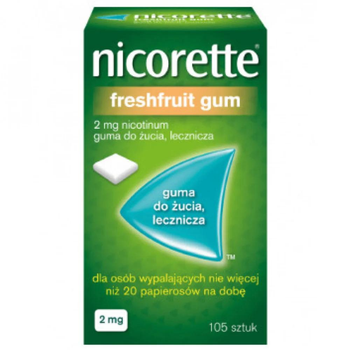 Жевательная резинка для курения, NICORETTE Fresh Fruit, 2 мг/105 шт