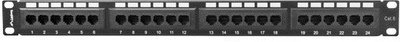 Патч-панель Lanberg 19" 1U 24 порти Cat 6 UTP Black (PPU6-1024-B)