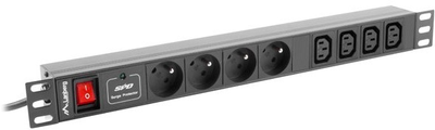 Мережевий фільтр Lanberg Rack 19" 1U 16A PDU PRO 8 розеток 2 м Black (PDU-04E04I-0200-BK)