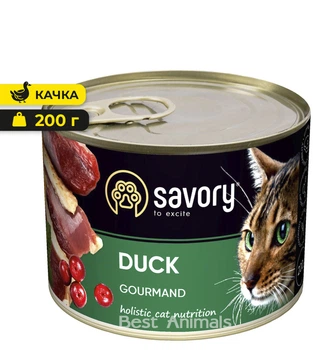 Вологий корм з качкою Savory Duck Сейворі консерва для котів 200 г (4820232630617)