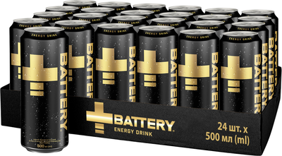 Упаковка енергетичного напою Battery безалкогольний сильногазований 0.5 л х 24 шт (4820250943072)