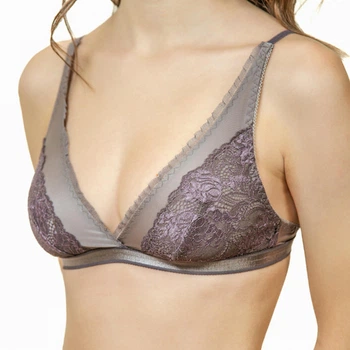 Бюстгальтер женский мягкая чашка из микрофиры с кружевом Felisiya Lingerie Стальной 2008-2745ф M