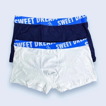 Мужские боксеры однотонные с широкой резинкой Синие + Белые Sweet Dream 2 шт (JA996I) 3XL