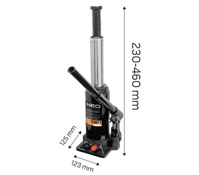 Домкрат пляшковий гідравлічний 10 т h=230-460 мм - 10-454 NEO TOOLS