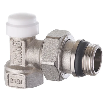 Кран радіаторний Roho R5251-050 - 1/2" кутовий (антипротечка) латунь CW617N, нікель, для опалення, 10 бар (RO0133)