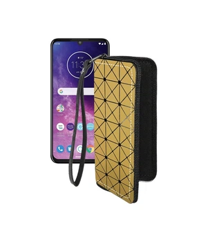 Чохол-гаманець з екошкіри для телефону Motorola One Zoom Золотий ромб