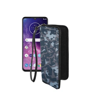 Чохол-гаманець з екошкіри для телефону Motorola One Zoom Хаки-синій