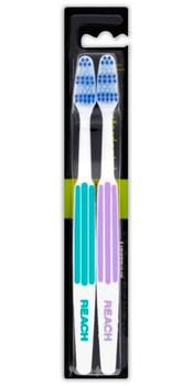 Набір зубних щіток Reach Toothbrush Firm Twin Pack Interdental, бірюзово-бузковий, 2 шт. (8801051111866)