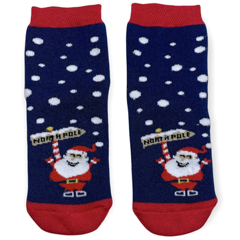 Дитячі Новорічні шкарпетки з індійської бавовни МАХРОВІ Santa Clause 423001 12-14 (12-14)