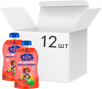 Упаковка дитячого соку Elfik Magic Яблуко-шипшина 175 мл х 12 шт (4820266361754)