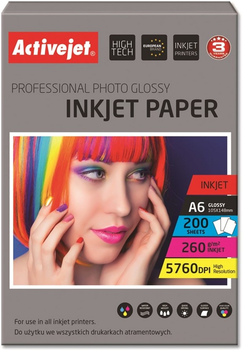 Papier fotograficzny Activejet AP6-260GR200 200 arkuszy (5901452122645)