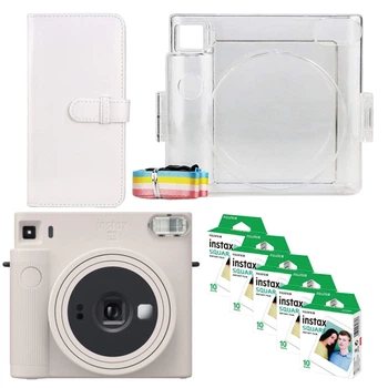 Подарунковий набір камера миттєвого друку Fujifilm Instax Square SQ1 Chalk White / Чохол прозорий / Фотоальбом (80 фото) / Фотопапір (50 знімків)