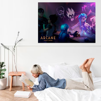 Плакат-постер на стіну з оригінальним принтом аніме-мультсеріалу Arcane Аркейн «Jinx Джинкс Isha Іша у барі» А1 ПЛ000947А1