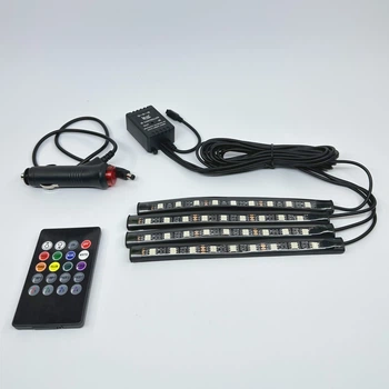 Подсветка салона автомобиля Led RGB 4х9 (многоцветная) + Музыка