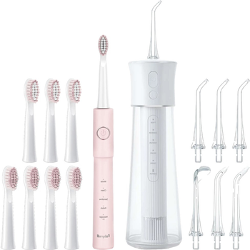 Набір Іригатор Fairywill F30 white + Електрична зубна щітка Fairywill E11 pink