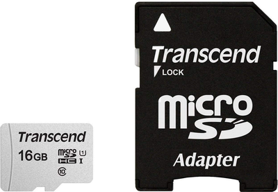 Karta pamięci Transcend 300S microSDHC 16GB UHS-I U1 + adapter SD (TS16GUSD300S-A)