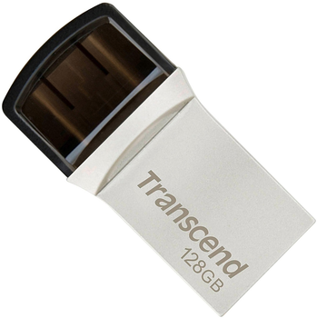 Флеш память USB Transcend JetFlash 890 128GB USB 3.1 Gen1 + Type-C Silver (TS128GJF890S)