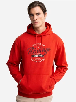 Bluza męska z kapturem kangurka Big Star Herity 704 L Pomarańczowa (5900714835927)