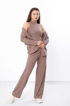 Костюм жіночий 3-ка (топ,кофта,брюки) NoBrand 44/46 Моко (p-16033-184449)