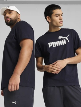 Футболка хлопковая длинная мужская Puma Ess No. 1 Logo Tee 68253216 XS New Navy с принтом (4067983296918)