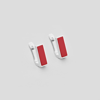 Срібні сережки Minimal 1876/1-red