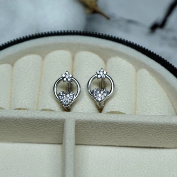 Сережки Xuping Jewelry с белым цирконом из медицинского сплава родий 12х10 мм XCP-296